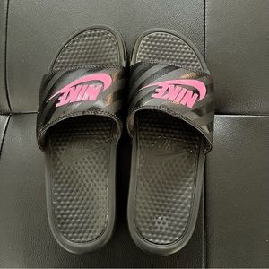 Nike Benassi Pink and Black Slides